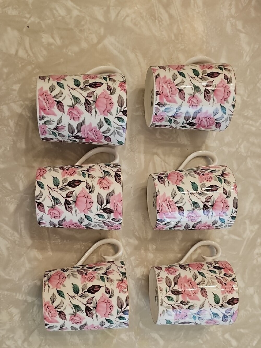 Royal Albert Pink Rose Porcelain Mugs - Set of 6
